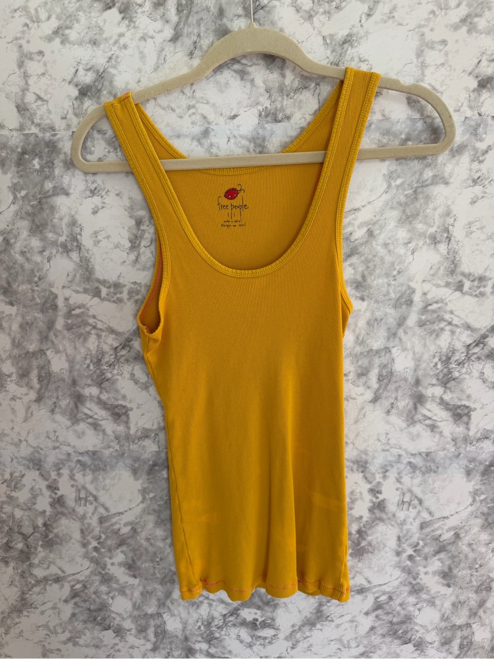 Free People Golden Yellow Ribbed Tank